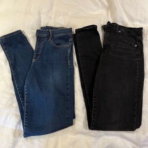 Two pairs of Gap true skinny long high rise jeans